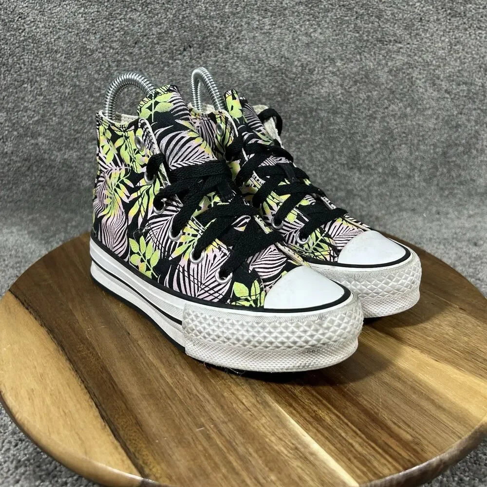 Converse CTAS Eva Lift High A00446F Youth Size 12 Palm Leaf Platform Shoes Used